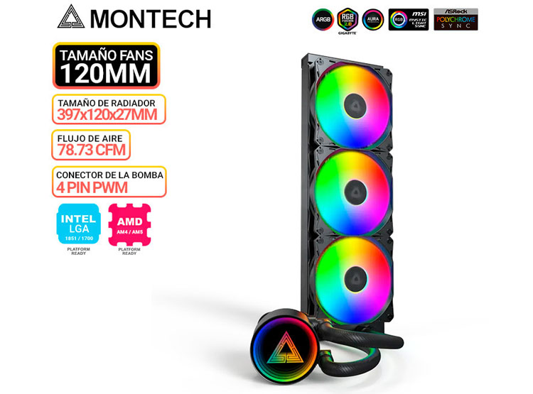 REFRIGERACION LIQUIDA MONTECH LIGHTFLOW ARGB 360, BLACK - 1