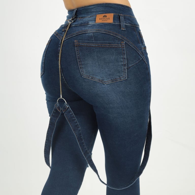 BRAGA JEAN MUJER BENCUS JEANS AZUL TIRANTES Y CADENAS - 4
