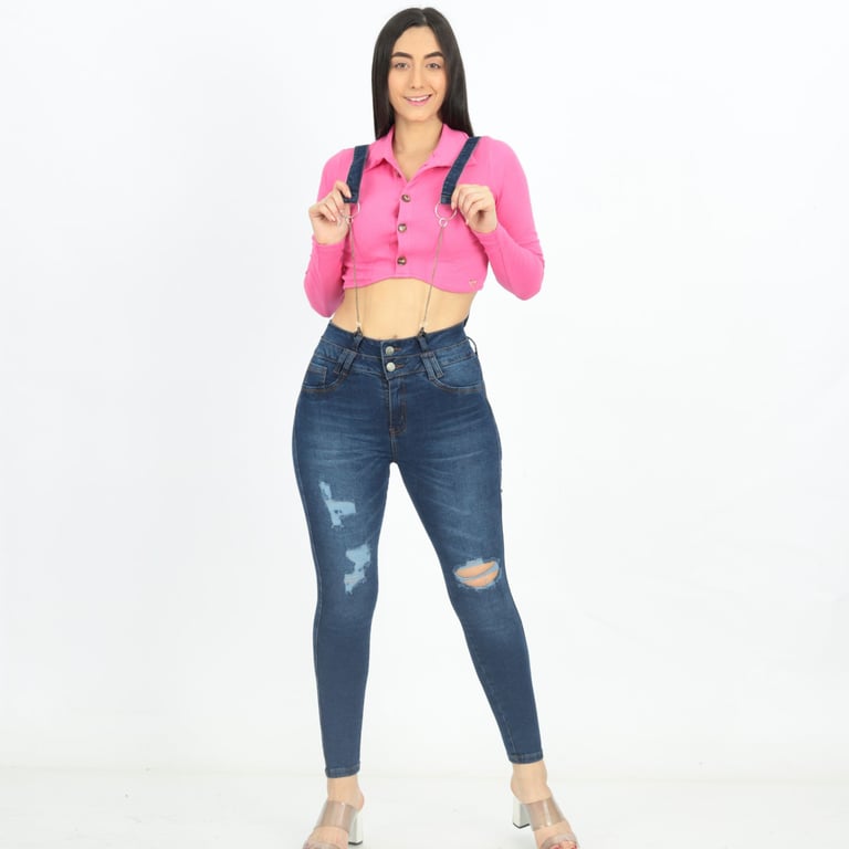 BRAGA JEAN MUJER BENCUS JEANS AZUL TIRANTES Y CADENAS - 6