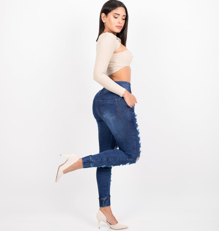 PANTALÓN JEAN MUJER BENCUS JEANS AZUL VENUS FAJA ALTA - 5
