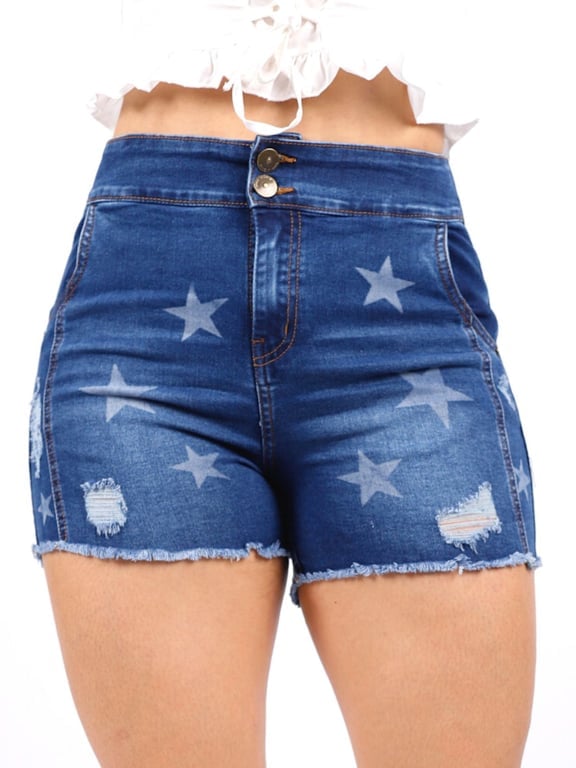 SHORT MUJER BENCUS JEANS AZUL ESTRELLAS JEAN - 3