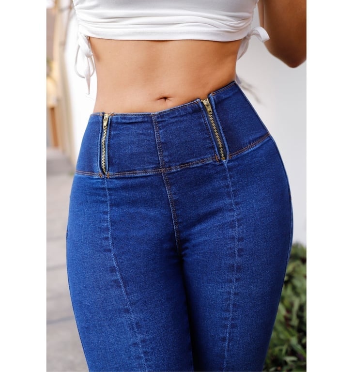 JEANS MUJER BENCUS JEANS AZUL MARINO RETRO PANTALÓN PUSH UP - 1