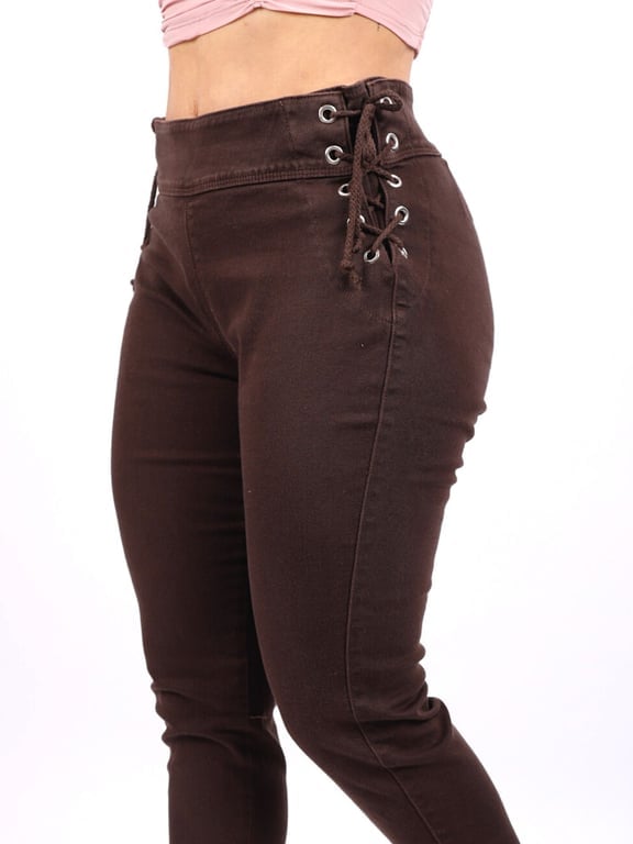 PANTALÓN JEANS MUJER BENCUS JEANS CHOCOLATE LACE UP PUSH UP COLOR CHOLOCATE - 1