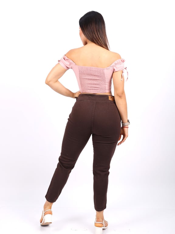 PANTALÓN JEANS MUJER BENCUS JEANS CHOCOLATE LACE UP PUSH UP COLOR CHOLOCATE - 6