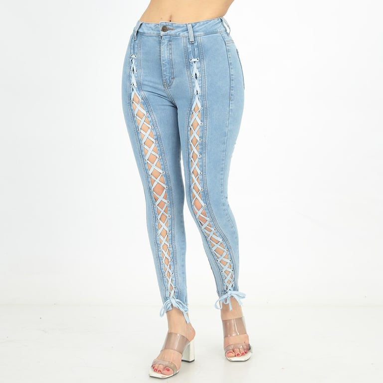 PANTALÓN JEAN MUJER BENCUS JEANS CELESTE SKINNY MODELO VAQUERO STYLISH - 1
