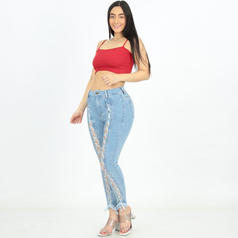 PANTALÓN JEAN MUJER BENCUS JEANS CELESTE SKINNY MODELO VAQUERO STYLISH - 5