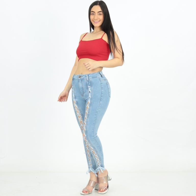 PANTALÓN JEAN MUJER BENCUS JEANS CELESTE SKINNY MODELO VAQUERO STYLISH - 5