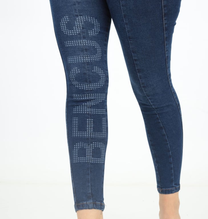 JEANS MUJER BENCUS JEANS AZUL MARINO RETRO PANTALON EFECTO PUSH UP Y FAJA INTERNA - 2