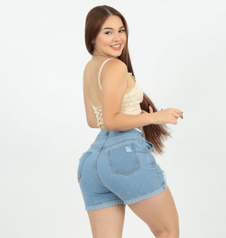 SHORT MUJER BENCUS JEANS CELESTE SUMMER RASGADO DENIM RÍGIDO - 5