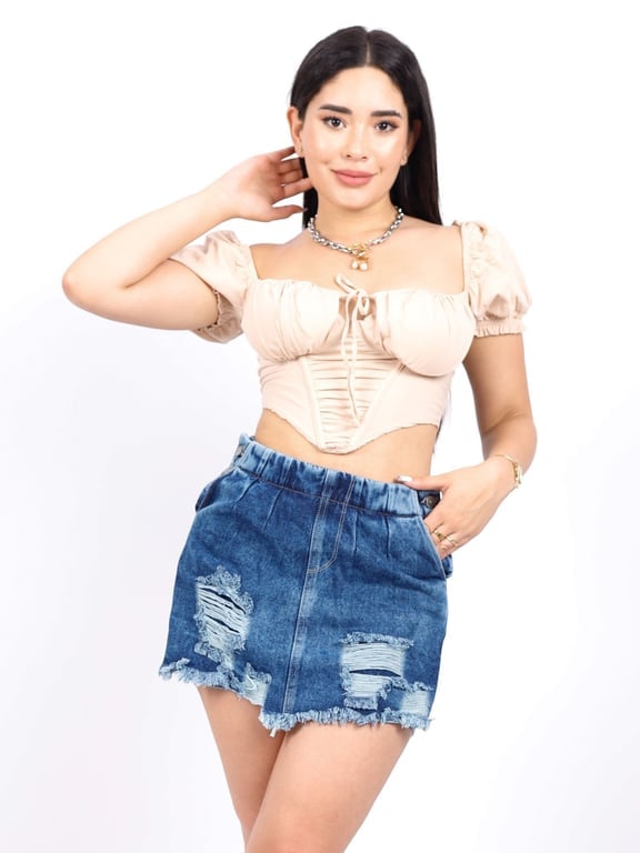 FALDA SHORT MUJER BENCUS JEANS AZUL MINI SKY DENIM - 1