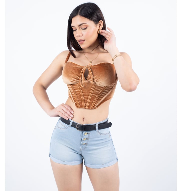 SHORT MUJER BENCUS JEANS CELESTE CLARO CLASICO JEAN PUSH UP - 1