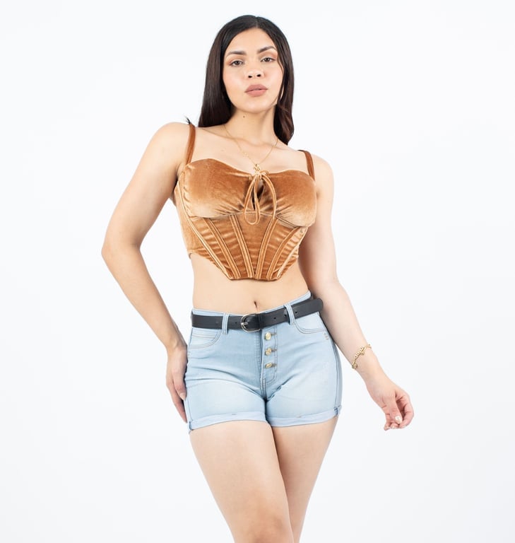 SHORT MUJER BENCUS JEANS CELESTE CLARO CLASICO JEAN PUSH UP - 2