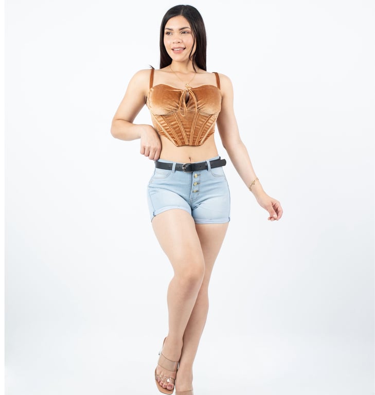 SHORT MUJER BENCUS JEANS CELESTE CLARO CLASICO JEAN PUSH UP - 4