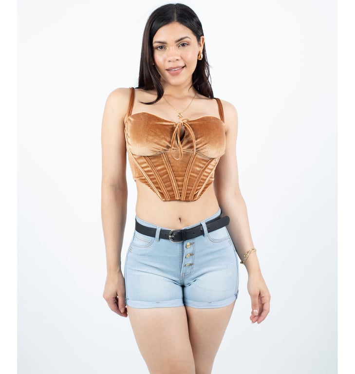 SHORT MUJER BENCUS JEANS CELESTE CLARO CLASICO JEAN PUSH UP - 5