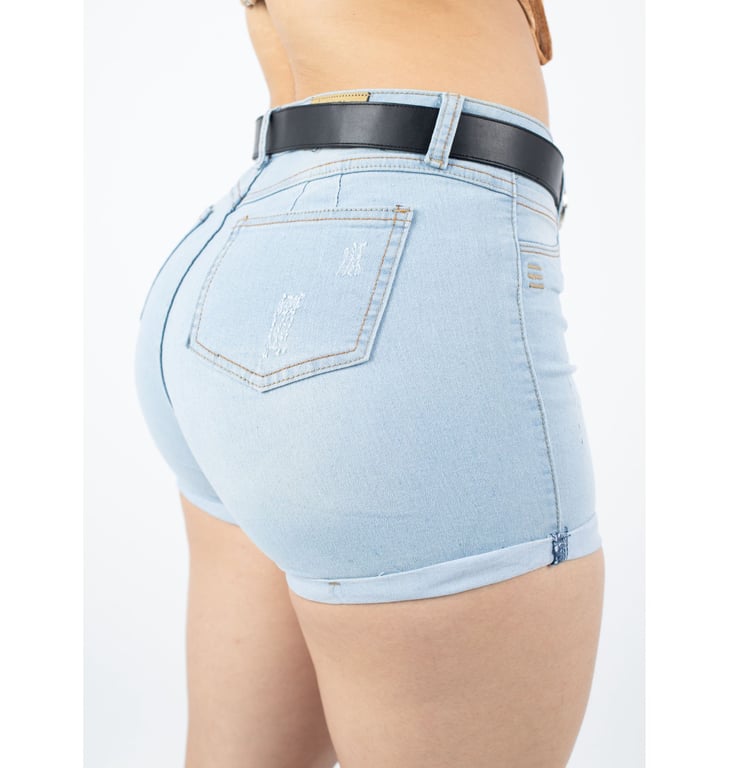 SHORT MUJER BENCUS JEANS CELESTE CLARO CLASICO JEAN PUSH UP - 6