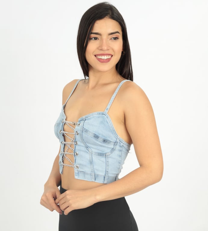 TOP MUJER BENCUS JEANS JEAN CON CADENAS - 1