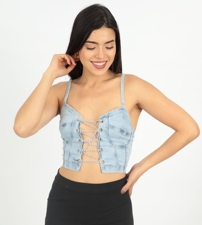 TOP MUJER BENCUS JEANS JEAN CON CADENAS - 2