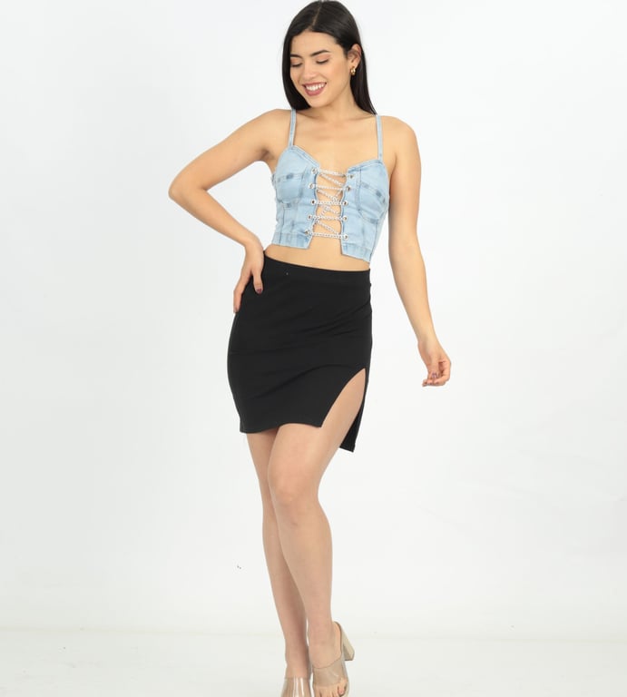 TOP MUJER BENCUS JEANS JEAN CON CADENAS - 3