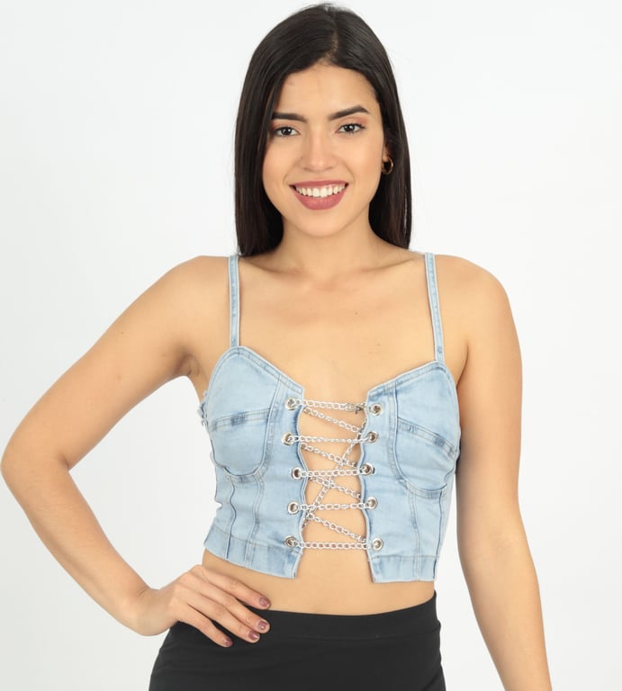 TOP MUJER BENCUS JEANS JEAN CON CADENAS - 4
