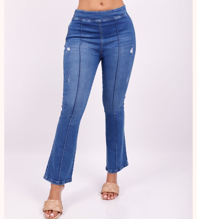 CONJUNTO MAXI MUJER BENCUS JEANS AZUL JEANS PANTALÓN DENIM ACAMPANADO + TOP JEAN - 4