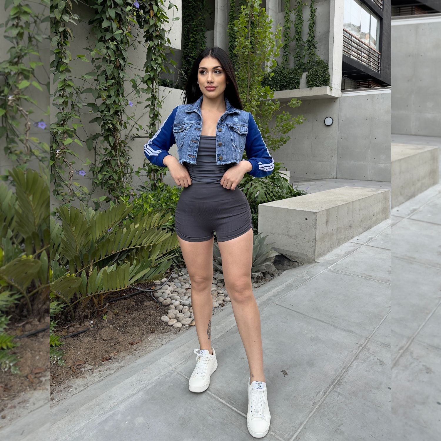 CASACA ALGODÓN CROP JEAN MUJER - 4
