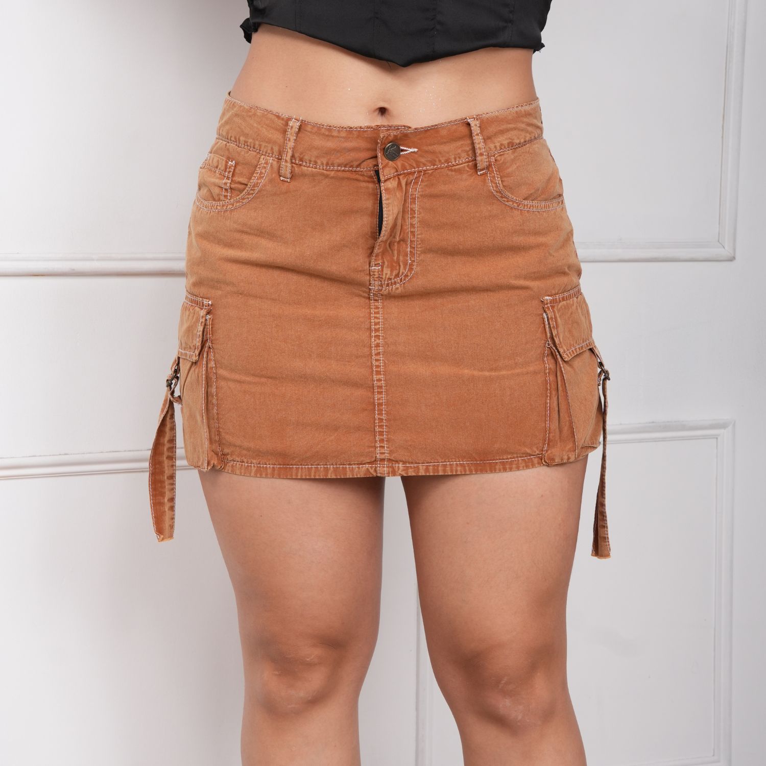 FALDA SHORT MUJER BENCUS JEANS BASICO CON BOLSILLOS - 1