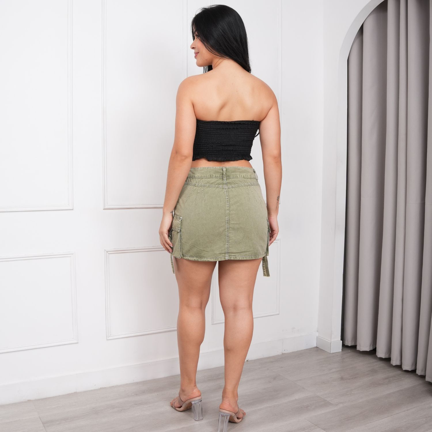 FALDA SHORT MUJER BENCUS JEANS BASICO CON BOLSILLOS - 5