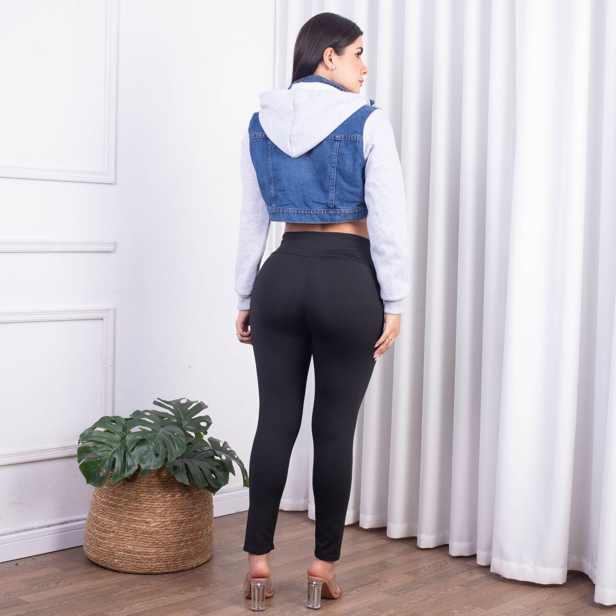 CASACA MUJER BENCUS JEANS DENIM JEAN MANGAS FRANELA PLOMO - 3
