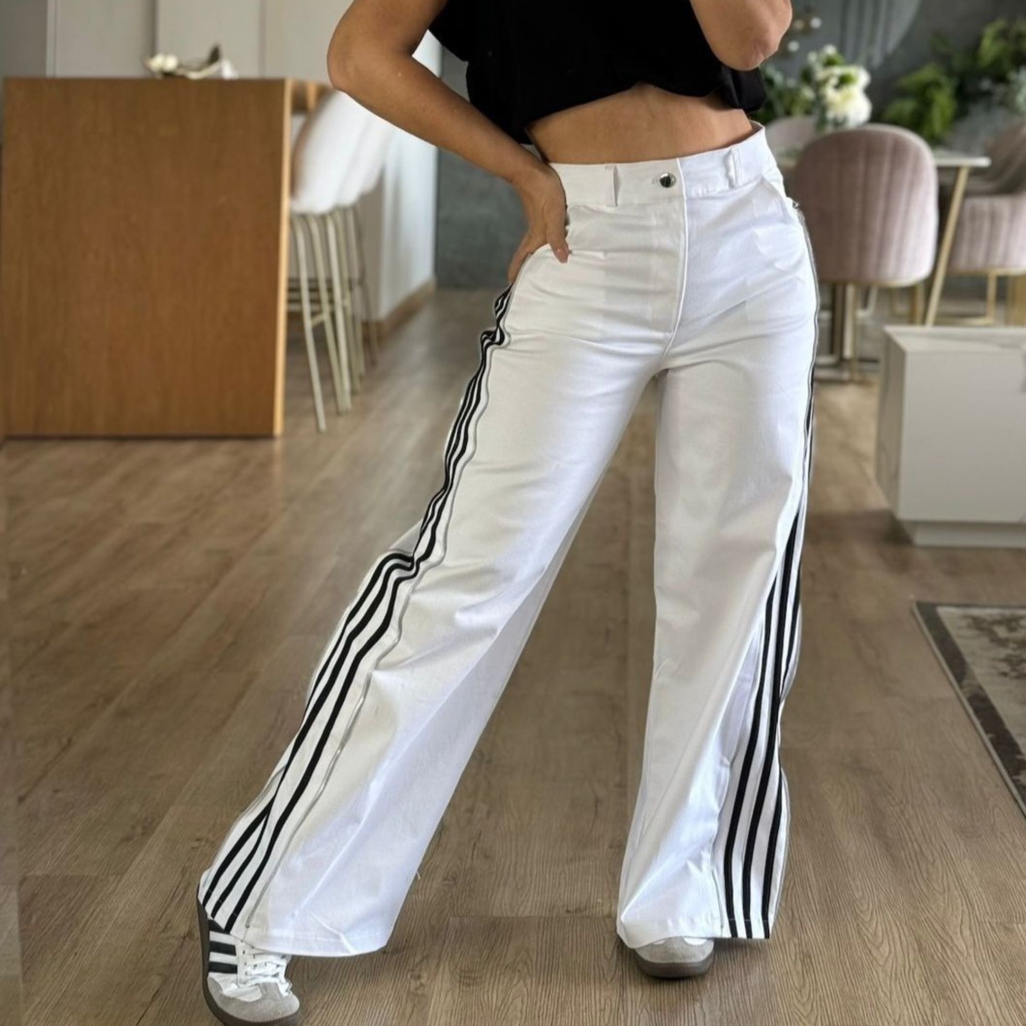 PANTALÓN JEANS WIDE LEG BLANCO - 6