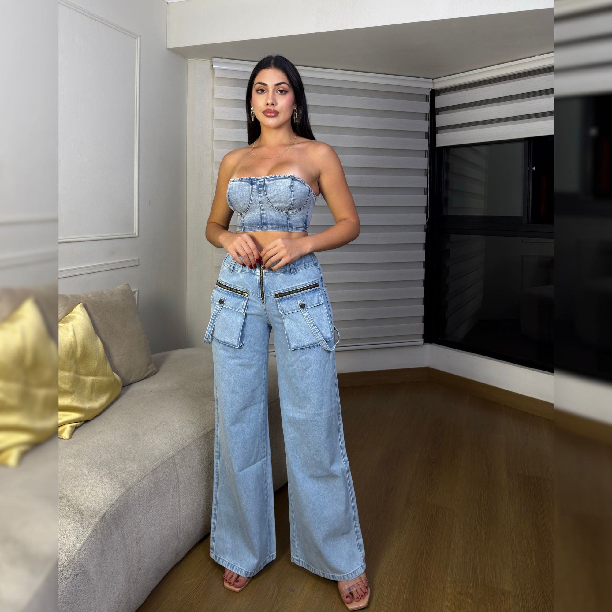 PANTALON JEANS WIDE LEG MUJER CADERONA DENIM RIGIDO Y PALAZZO - 3