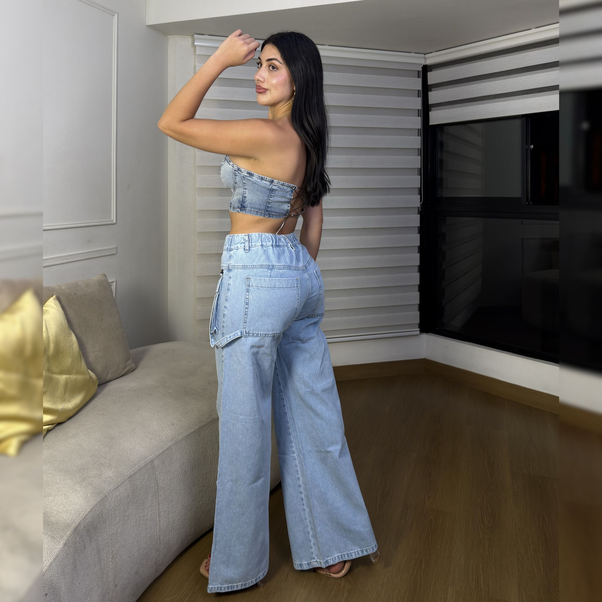 PANTALON JEANS WIDE LEG MUJER CADERONA DENIM RIGIDO Y PALAZZO - 5