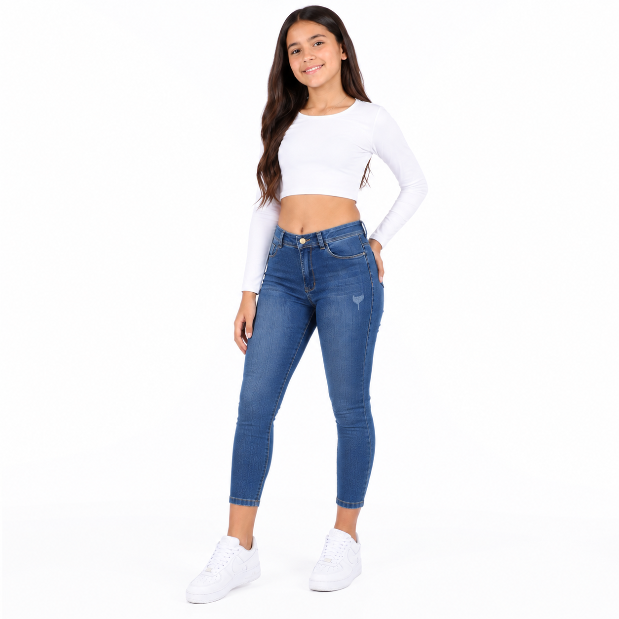 JEAN NIÑA ALGODÓN CELESTE - 1