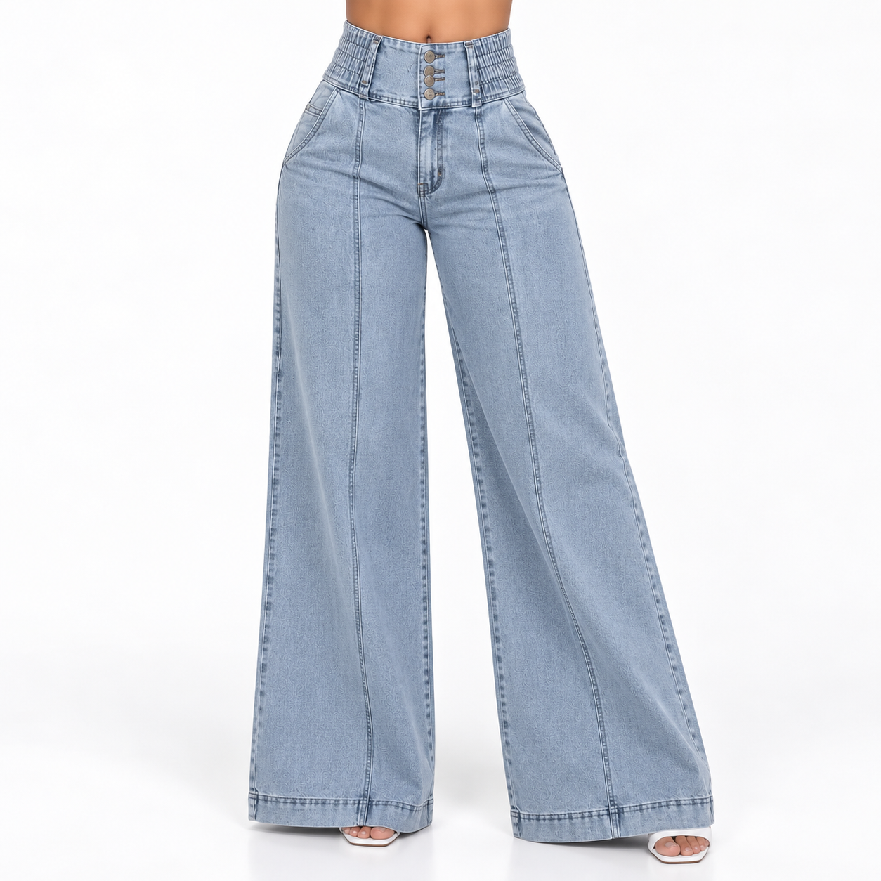 JEAN WIDE LEG TIRO ALTO MUJER FAJA INTERNA DENIM CONFORT BENCUS JEANS X JORGE SALINAS - 1