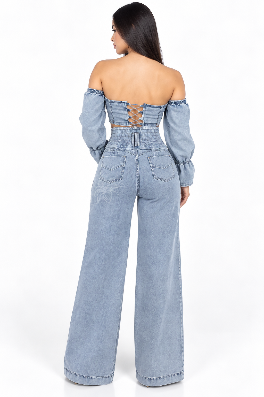 JEAN WIDE LEG TIRO ALTO MUJER FAJA INTERNA DENIM CONFORT BENCUS JEANS X JORGE SALINAS - 10