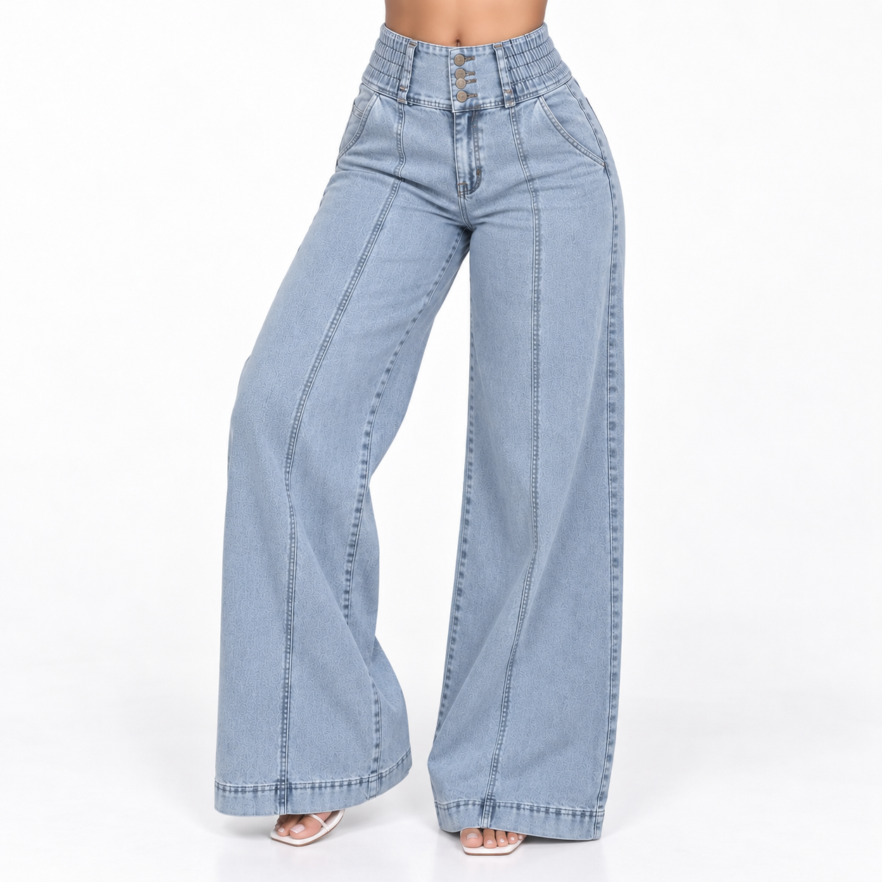 JEAN WIDE LEG TIRO ALTO MUJER FAJA INTERNA DENIM CONFORT BENCUS JEANS X JORGE SALINAS - 5