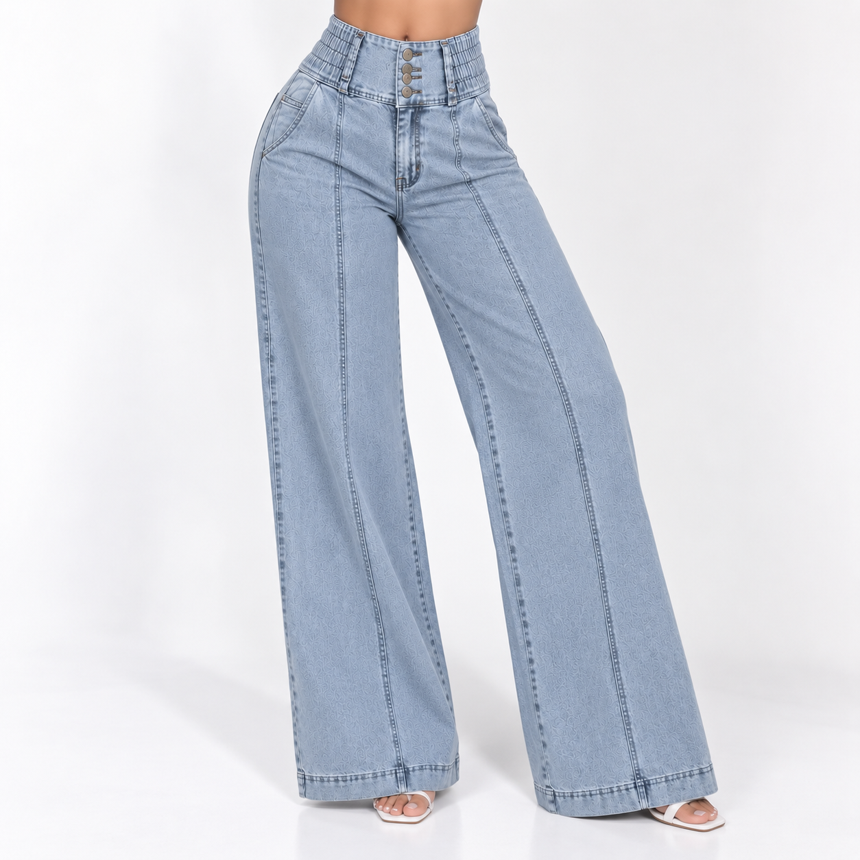 JEAN WIDE LEG TIRO ALTO MUJER FAJA INTERNA DENIM CONFORT BENCUS JEANS X JORGE SALINAS - 7