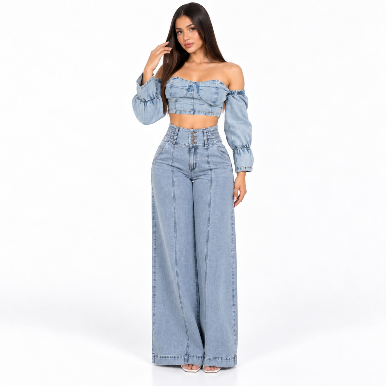 JEAN WIDE LEG TIRO ALTO MUJER FAJA INTERNA DENIM CONFORT BENCUS JEANS X JORGE SALINAS - 9