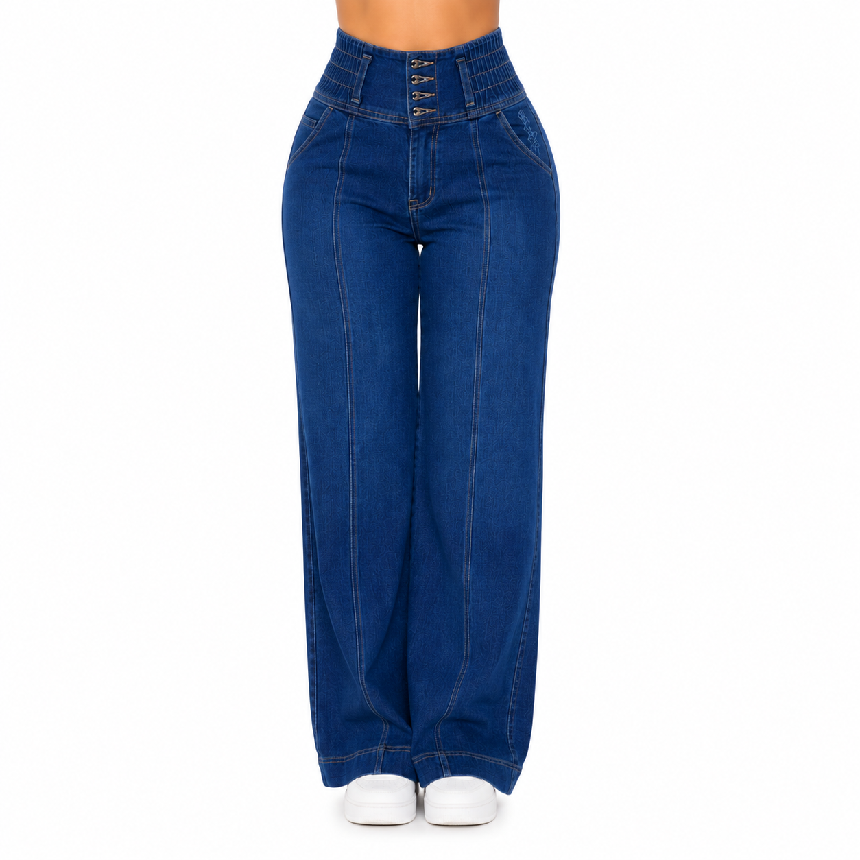 PANTALÓN FAJERO PALAZZO CONFORT AZUL BENCUS JEANS X JORGE SALINAS - 5