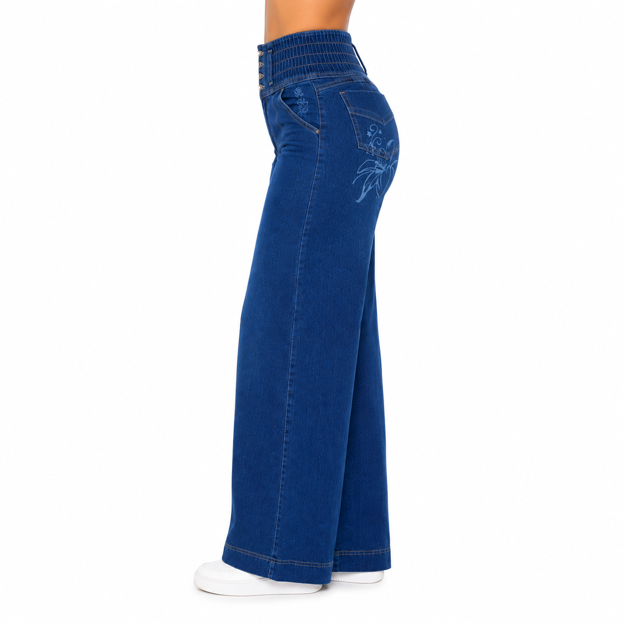 PANTALÓN FAJERO PALAZZO CONFORT AZUL BENCUS JEANS X JORGE SALINAS - 6