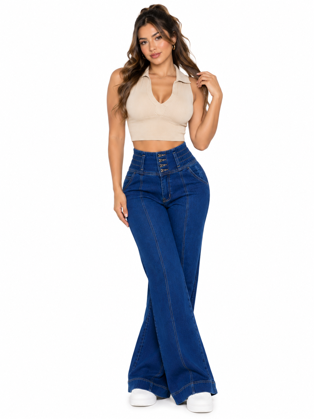 PANTALÓN FAJERO PALAZZO CONFORT AZUL BENCUS JEANS X JORGE SALINAS - 8