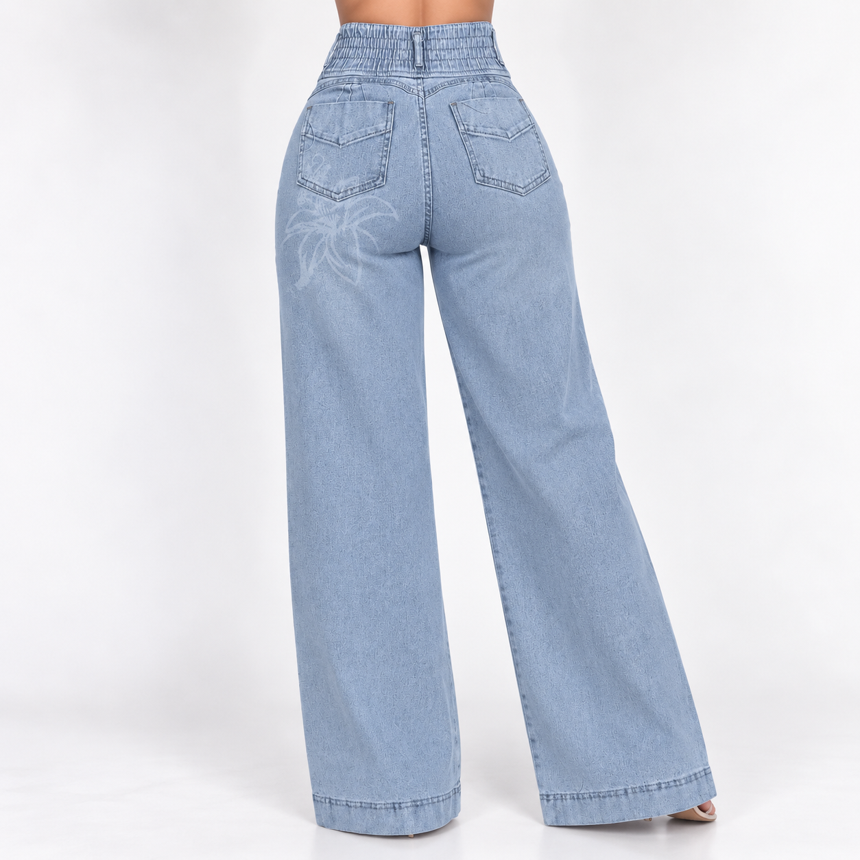 PANTALÓN JEANS WIDE LEG MUJER FAJA INTERNA DENIM CONFORT BENCUS X JORGE SALINAS - 4