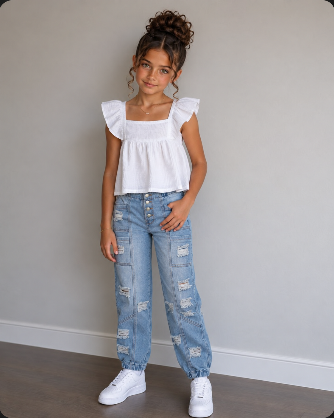 JEAN JOGGER NIÑA PRETINA ELÁSTICA 4 BOTONES - 2