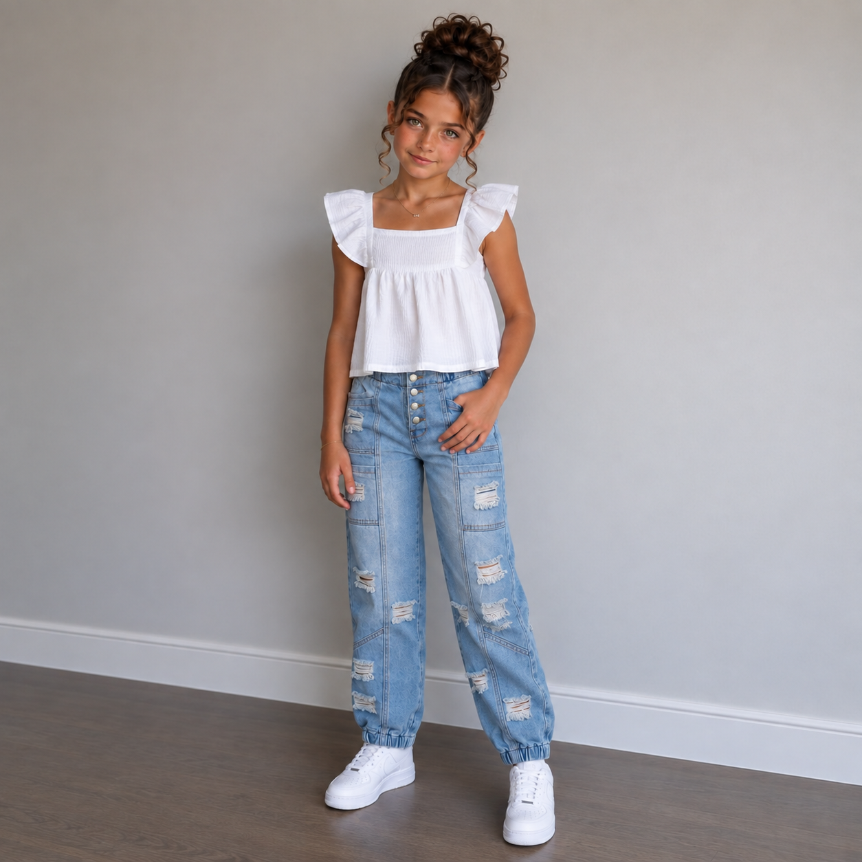 JEAN JOGGER NIÑA PRETINA ELÁSTICA 4 BOTONES - 3