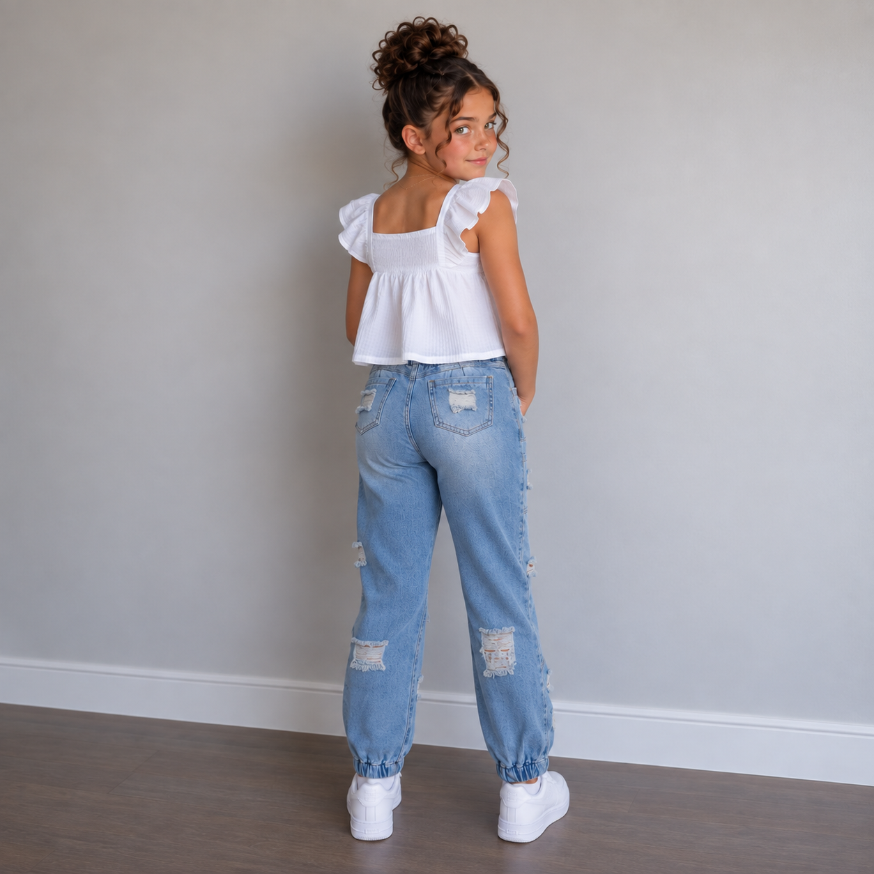 JEAN JOGGER NIÑA PRETINA ELÁSTICA 4 BOTONES - 4
