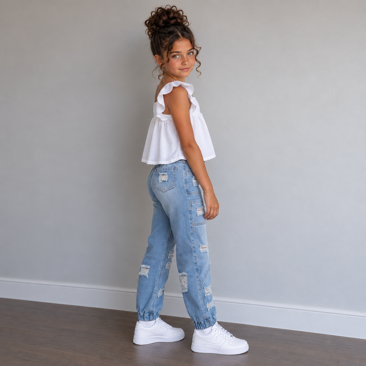 JEAN JOGGER NIÑA PRETINA ELÁSTICA 4 BOTONES - 5