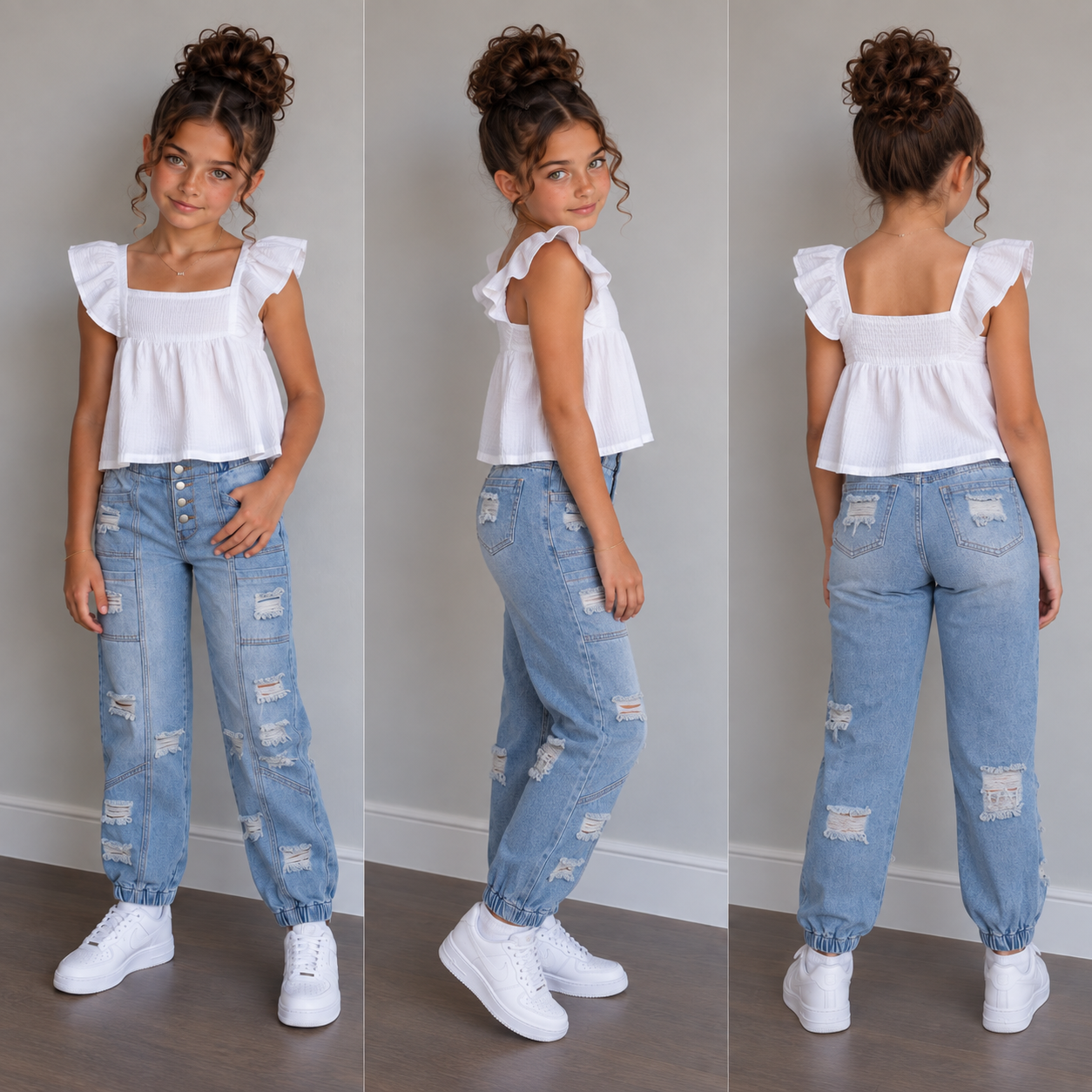 JEAN JOGGER NIÑA PRETINA ELÁSTICA 4 BOTONES - 6