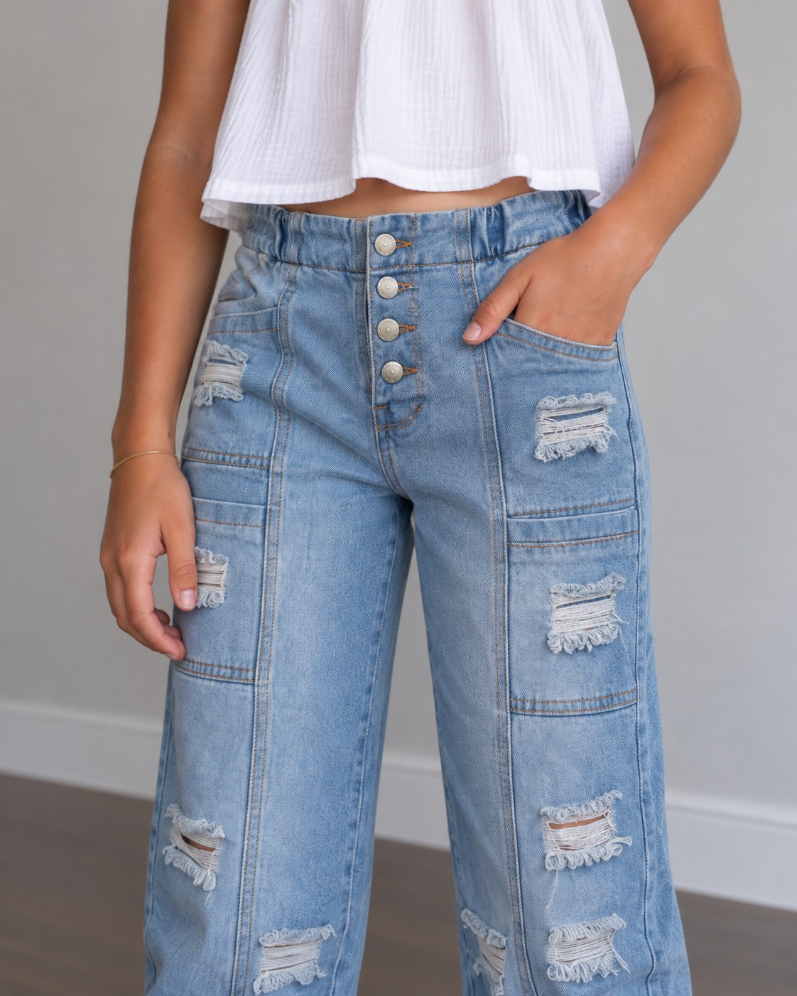 JEAN JOGGER NIÑA PRETINA ELÁSTICA 4 BOTONES - 7