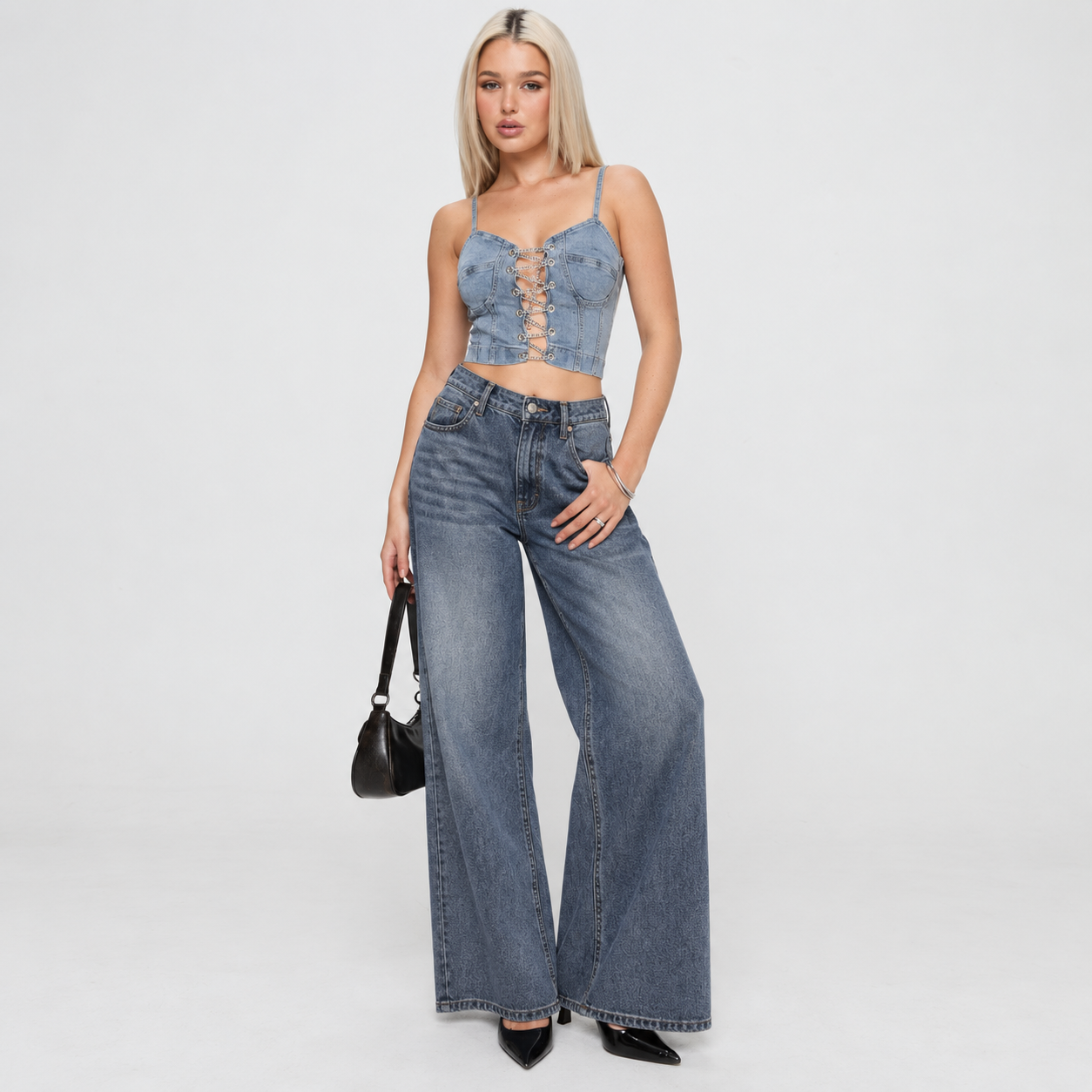 JEAN MUJER BENCUS WIDE LEG TIRO ALTO DENIM - 2