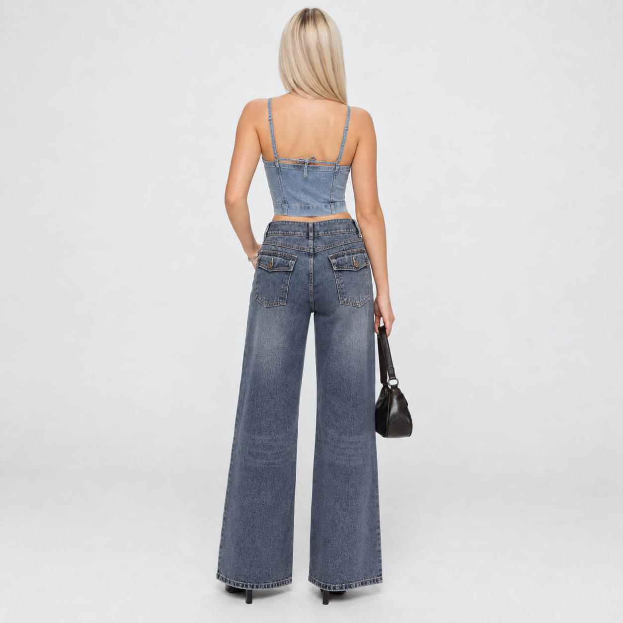 JEAN MUJER BENCUS WIDE LEG TIRO ALTO DENIM - 5