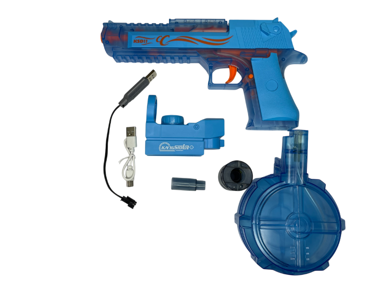 JUGUETE PISTOLA AGUA ELÉCTRICA AUTOMÁTICA MANUAL AZUL - 3